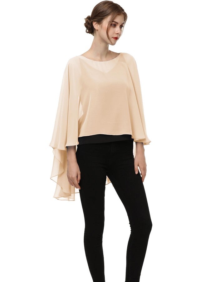 Hotshawl Soft Chiffon Capelet capes Poncho Stole For Womens Cover Up (Champagne) - Image 5